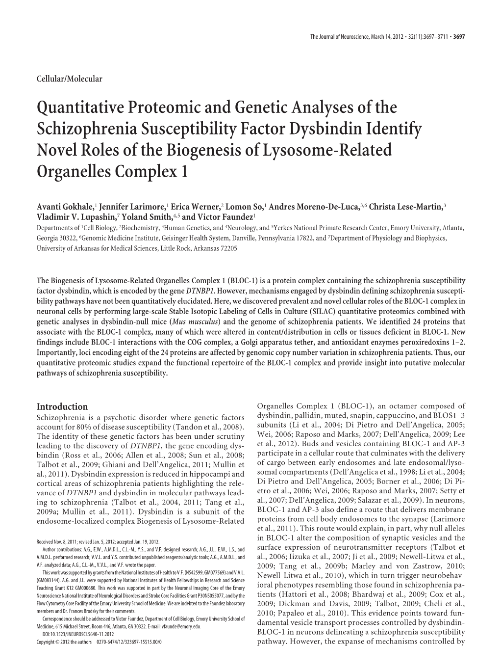 Quantitative Proteomic and Genetic Analyses of the Schizophrenia