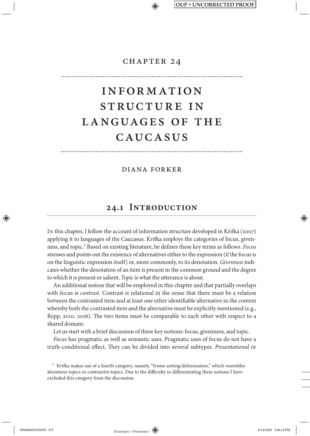 Information Structure in Languages of the Caucasus