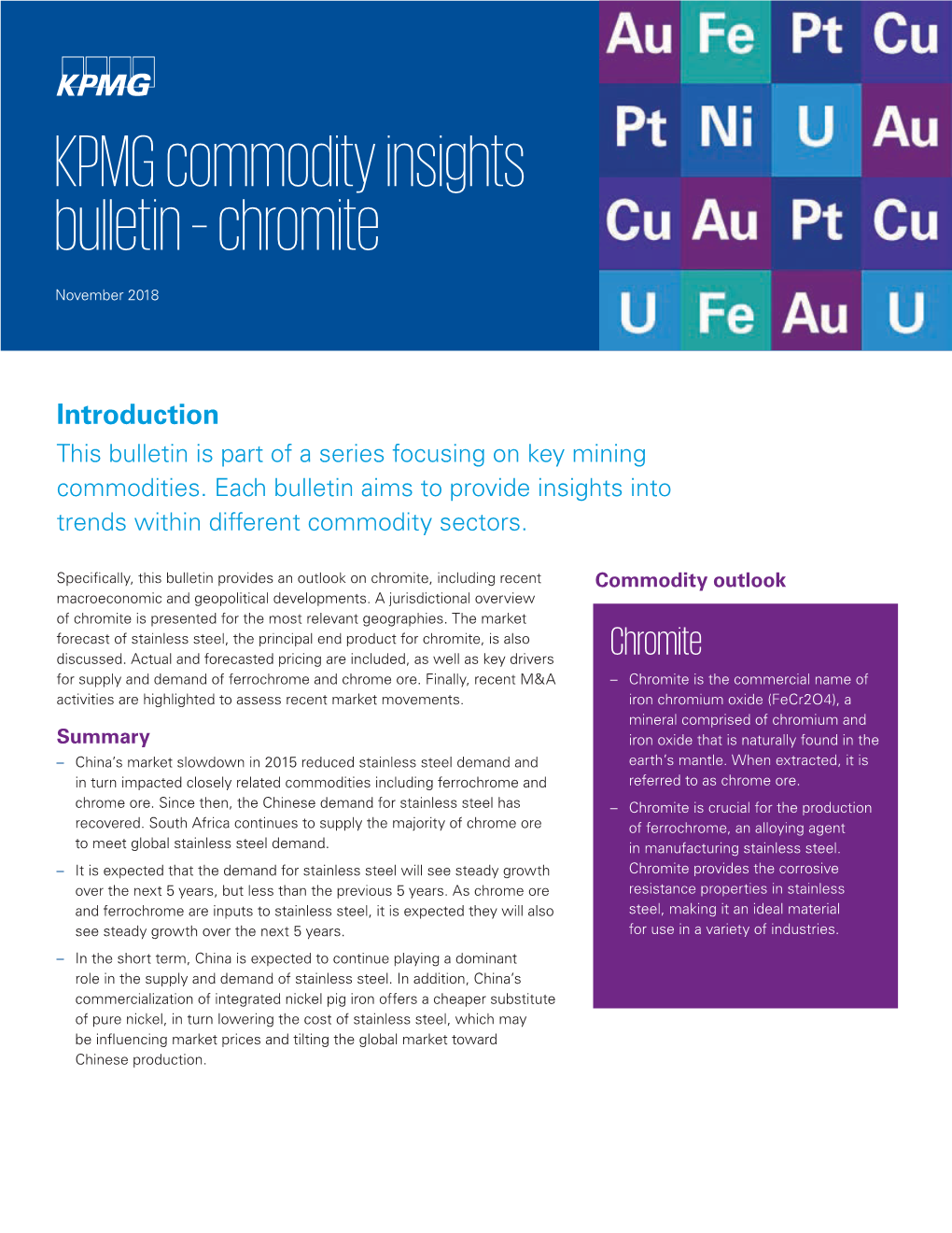 KPMG Commodity Insights Bulletin – Chromite