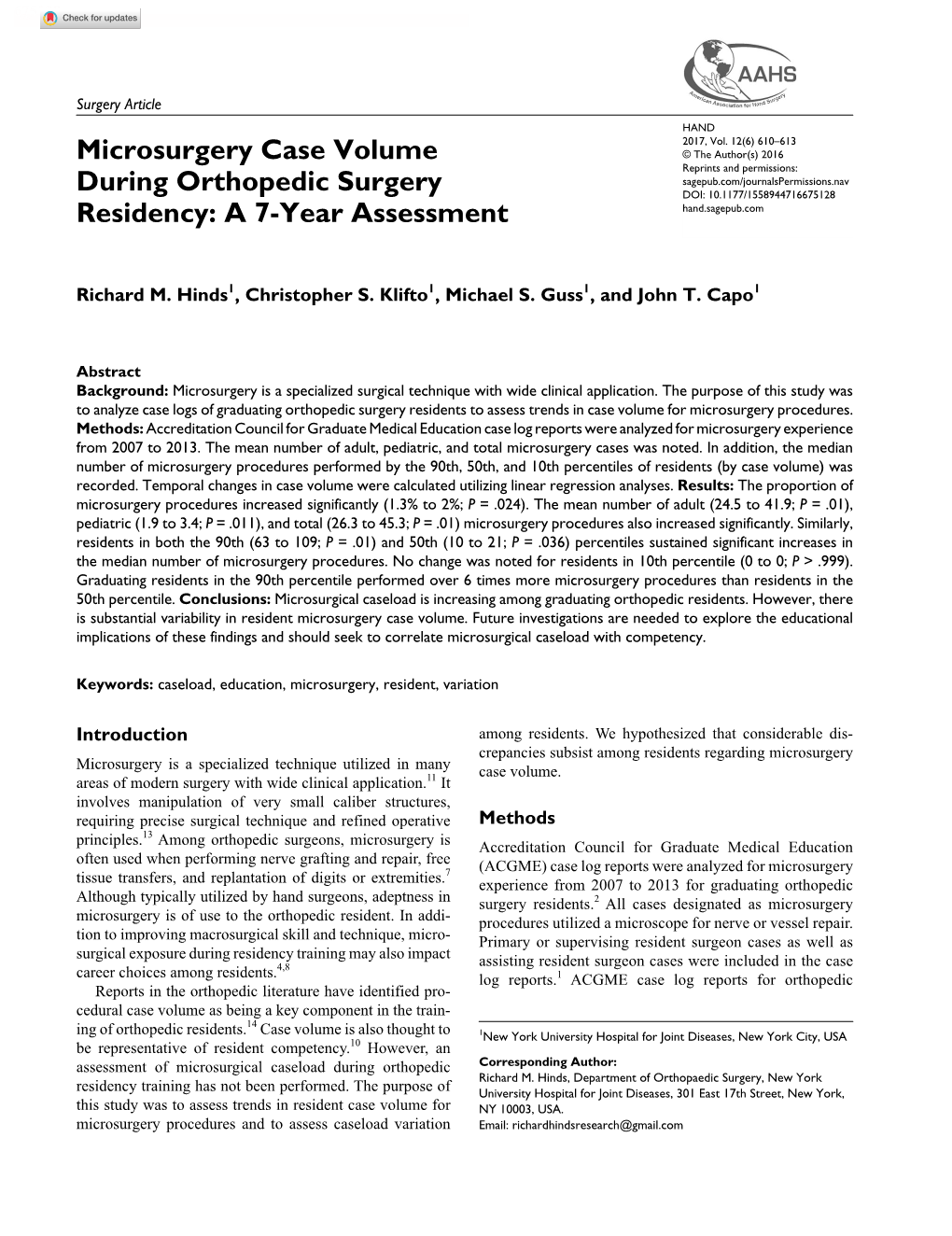 Microsurgery Case Volume During Orthopedic Surgery Residency