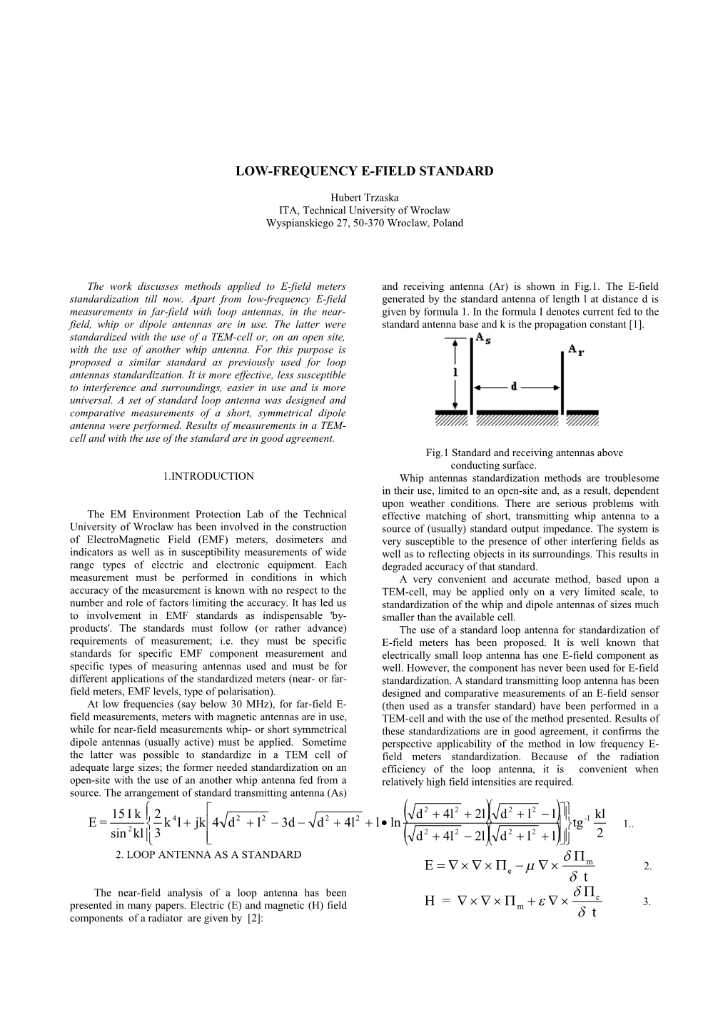 Low-Frequency E-Field Standard