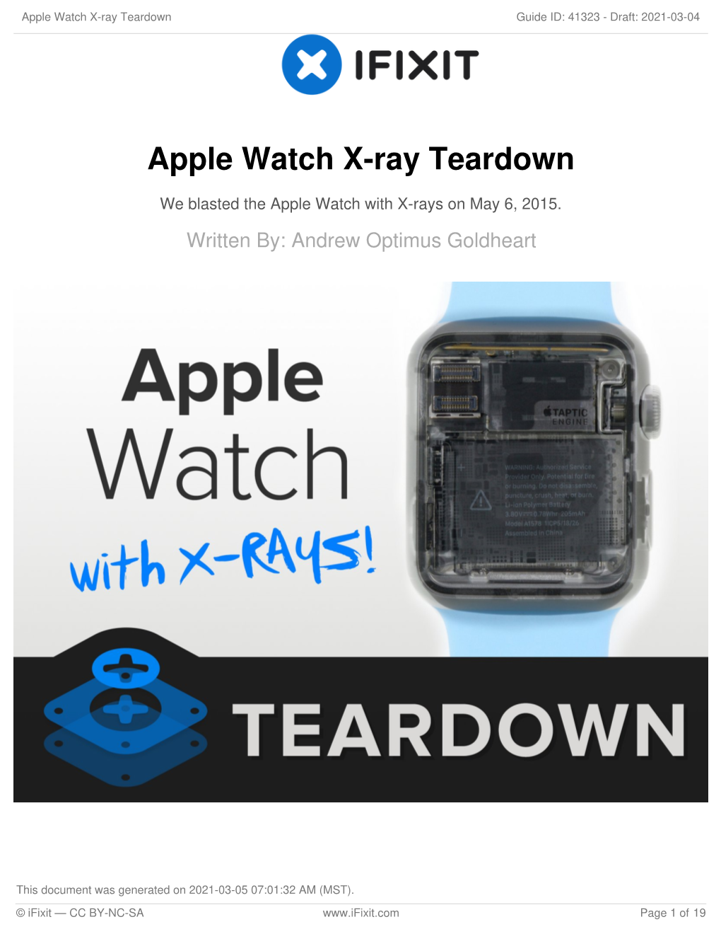 Apple Watch X-Ray Teardown Guide ID: 41323 - Draft: 2021-03-04