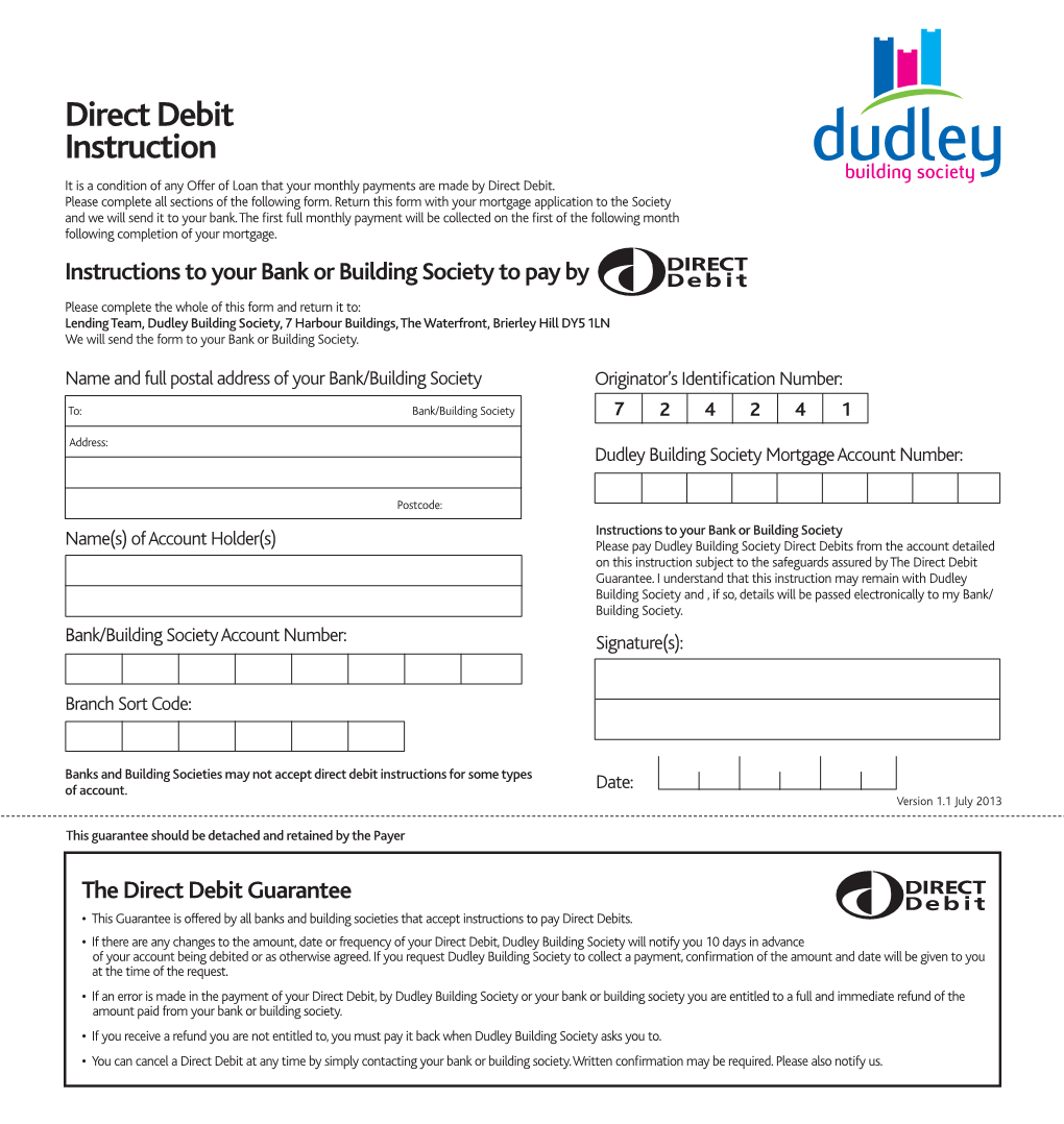 Dudley BS Direct Debit Instruction