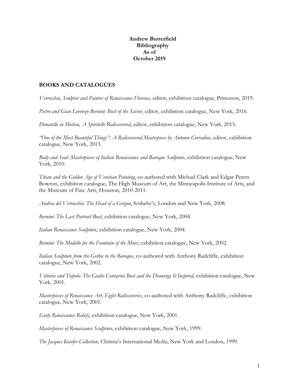 1 Andrew Butterfield Bibliography As of October 2019 BOOKS AND