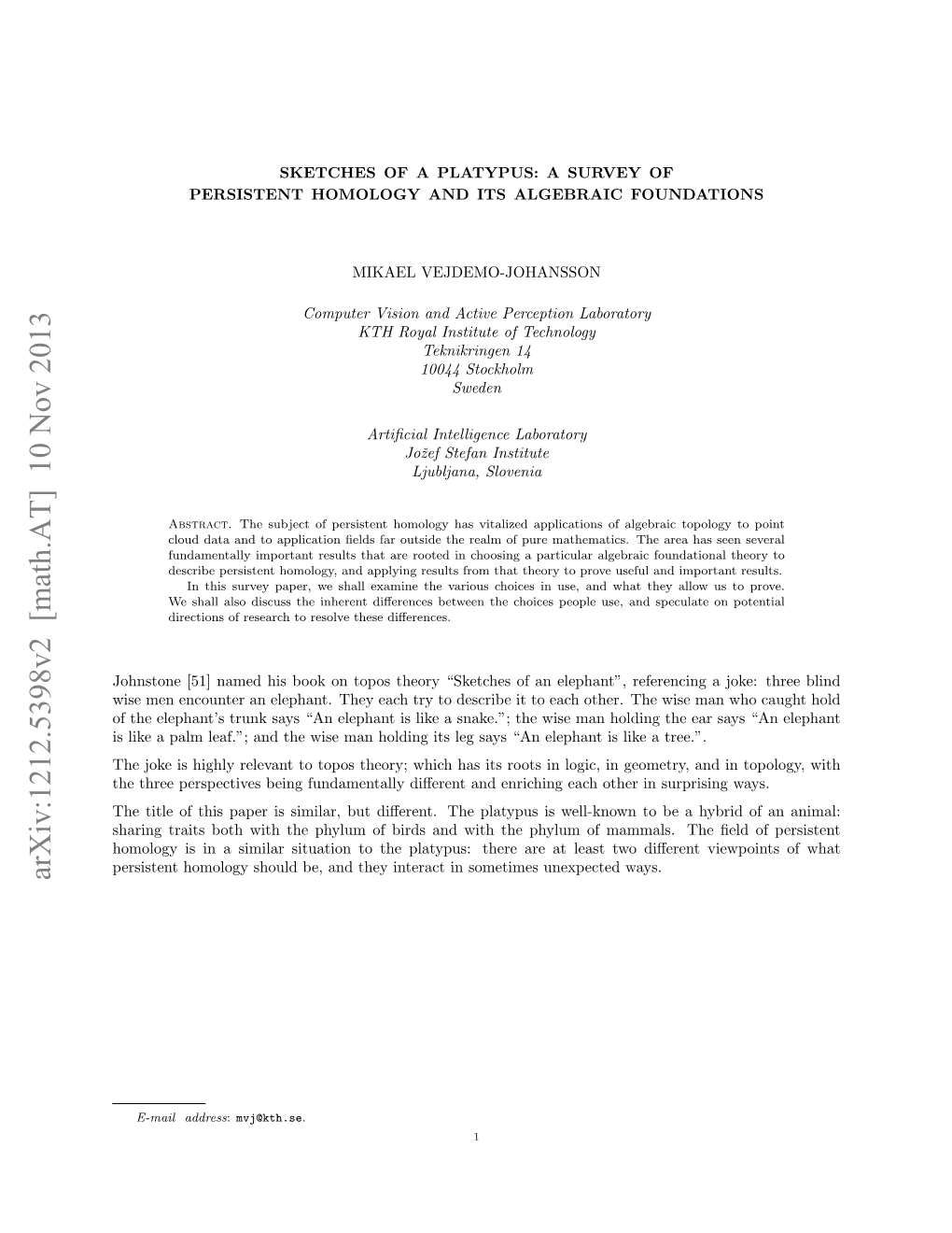 Arxiv:1212.5398V2 [Math.AT] 10 Nov 2013