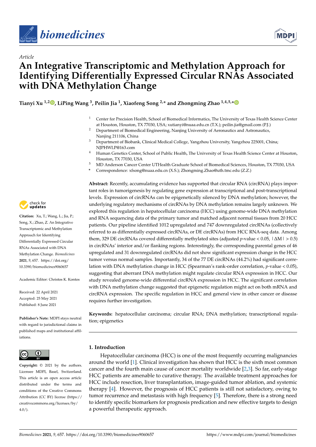 An Integrative Transcriptomic and Methylation Approach for Identifying Differentially Expressed Circular Rnas Associated with DNA Methylation Change