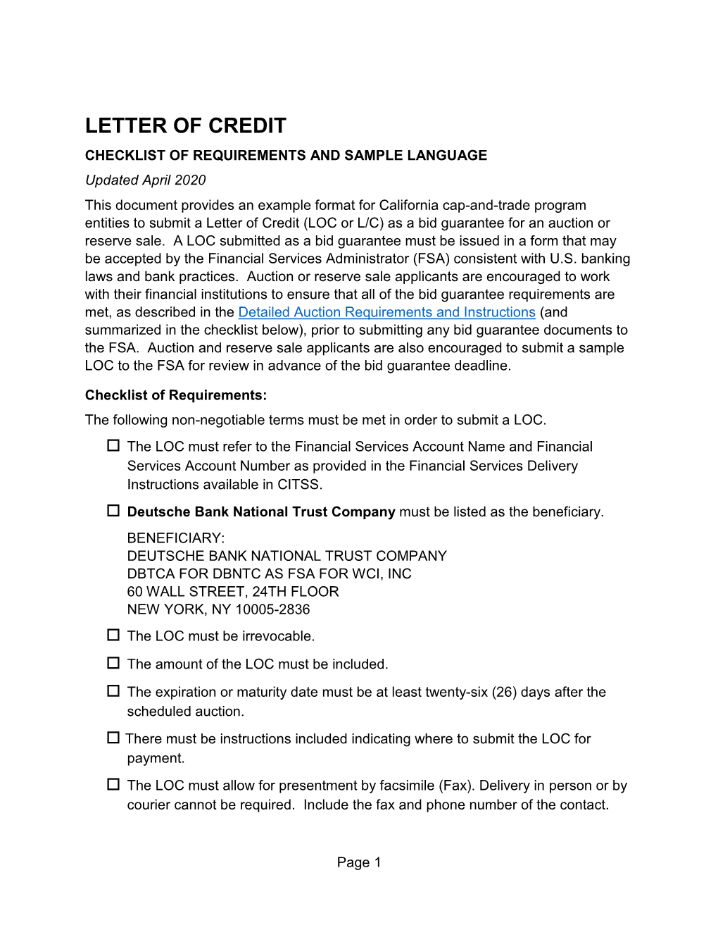 Example Letter of Credit Language to Submit a Bond As a Bid Guarantee