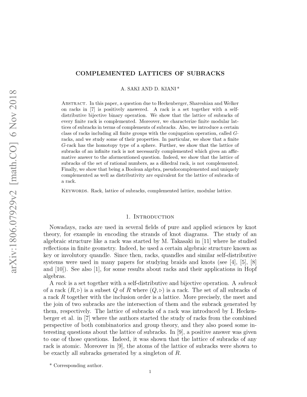 Arxiv:1806.07929V2 [Math.CO]