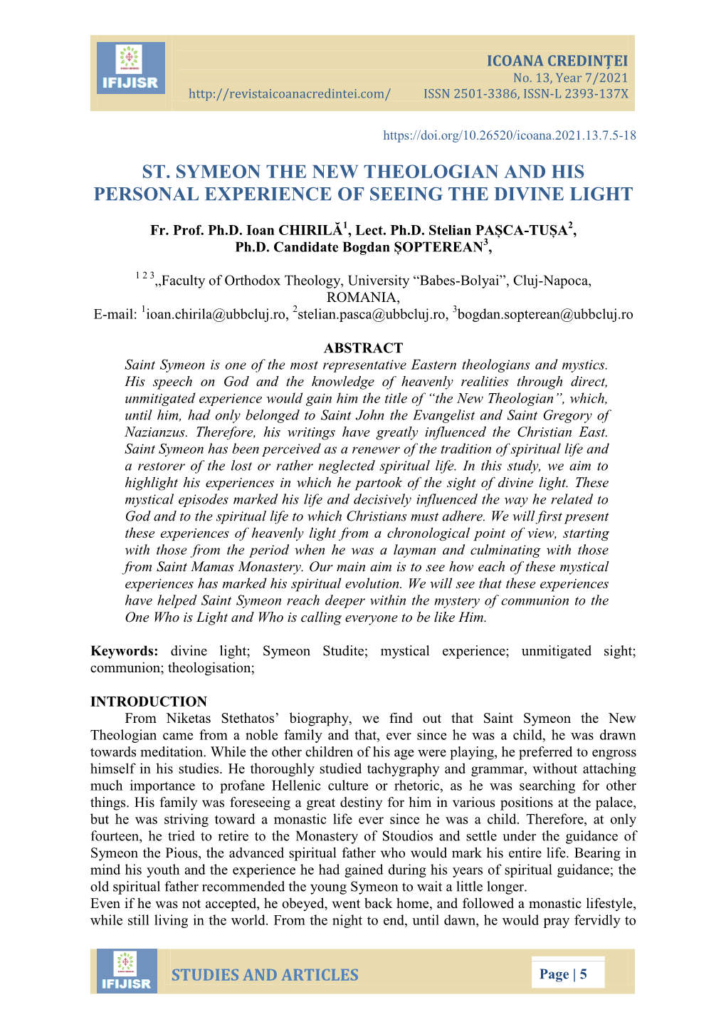 St. Symeon the New Theologian and His Personal Experience of Seeing the Divine Light