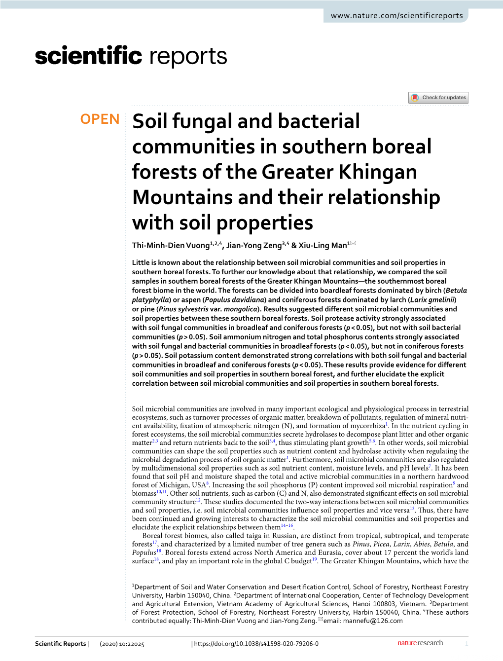 Soil Fungal and Bacterial Communities in Southern Boreal Forests of the Greater Khingan Mountains and Their Relationship with So