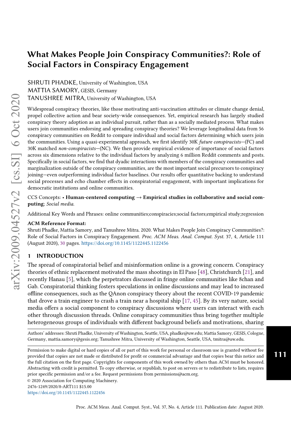 Role of Social Factors in Conspiracy Engagement