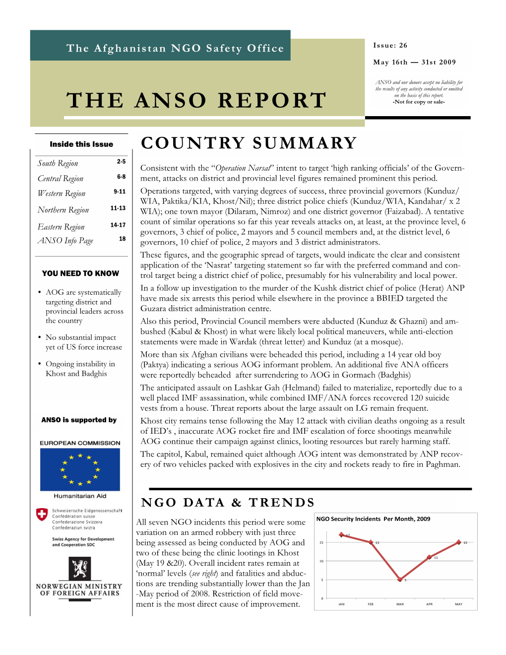 THE ANSO REPORT -Not for Copy Or Sale