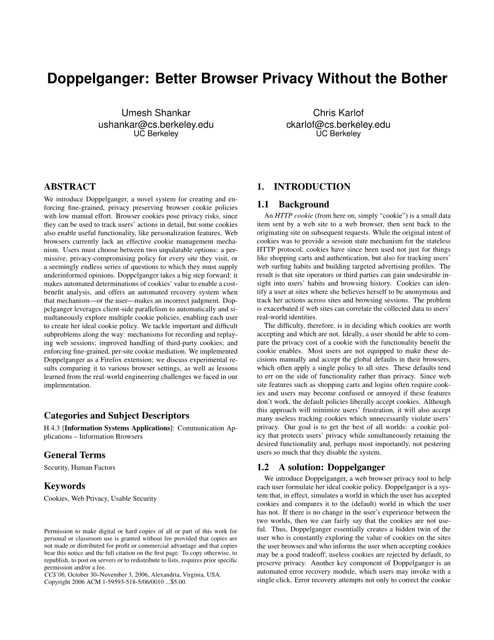 Doppelganger: Better Browser Privacy Without the Bother