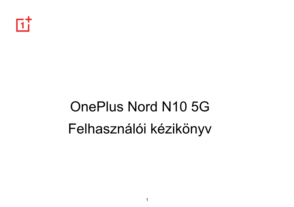 Oneplus Nord N10 5G Felhasználói Kézikönyv