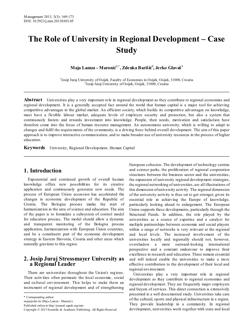 University, Regional Development, Human Capital