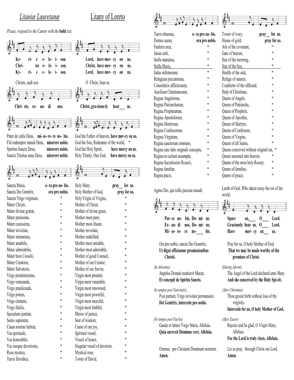 Litaniæ Lauretanæ Litany of Loreto