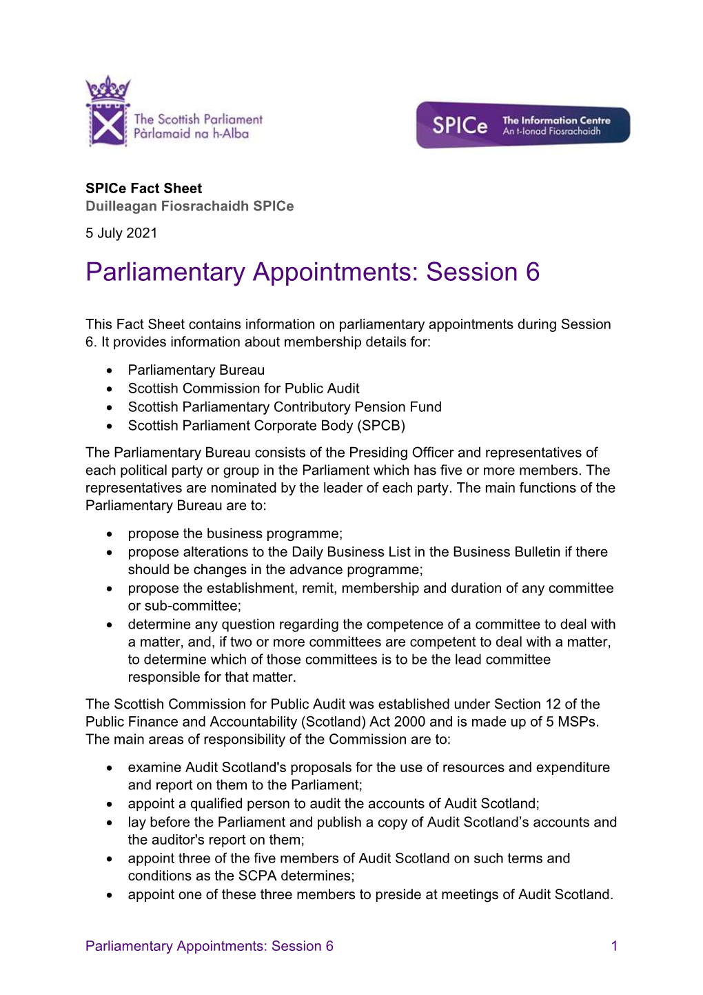 Parliamentary Appointments: Session 6