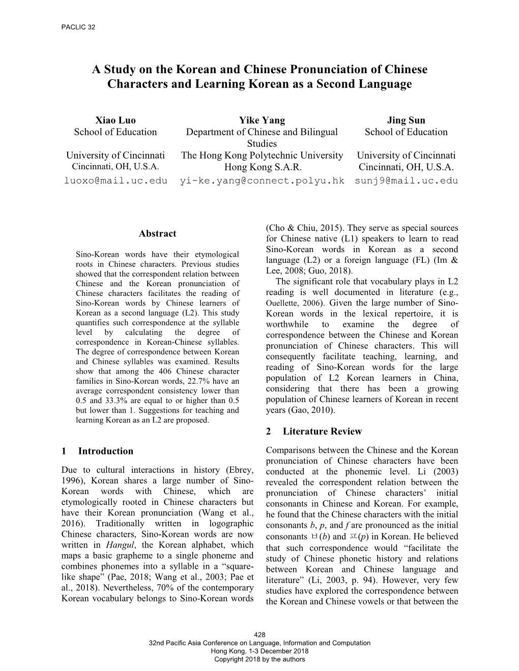 A Study on the Korean and Chinese Pronunciation of Chinese Characters and Learning Korean As a Second Language