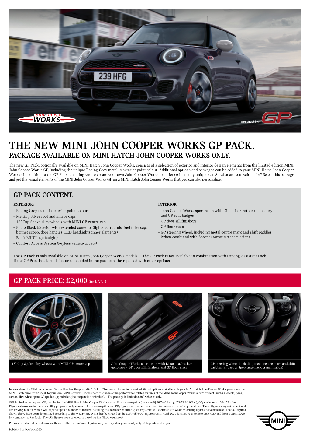The New Mini John Cooper Works Gp Pack. Package Available on Mini Hatch John Cooper Works Only