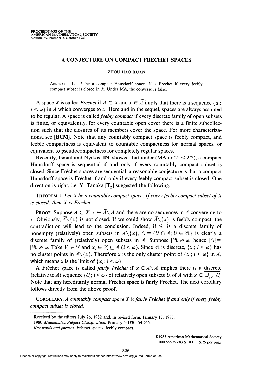 A Conjecture on Compact Fréchet Spaces