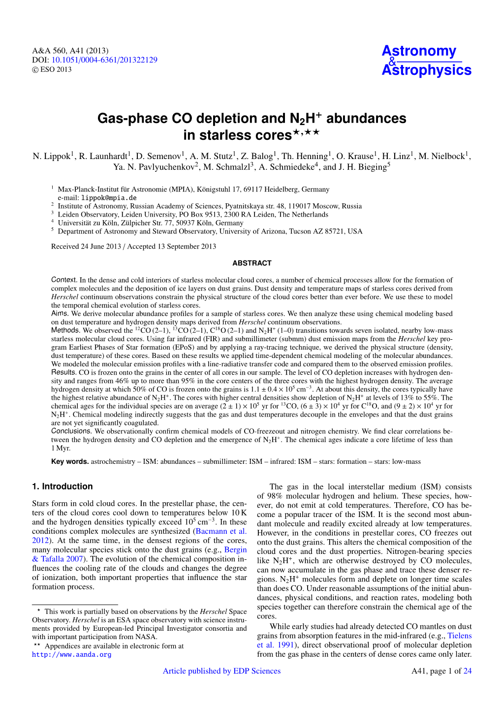 Gas-Phase CO Depletion and N2H+ Abundances in Starless Cores⋆⋆⋆