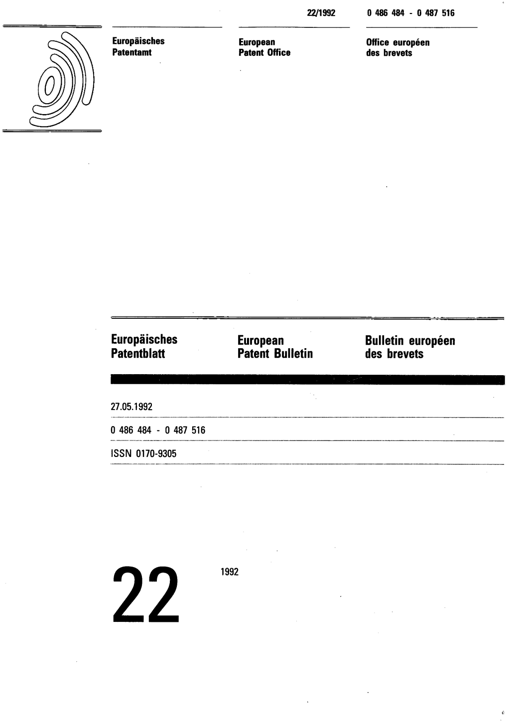 European Patent Bulletin 1992/22