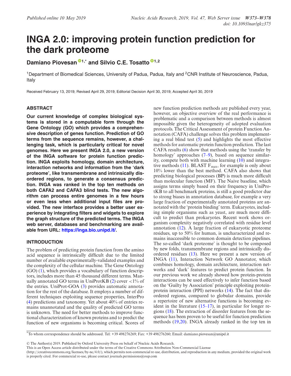 INGA 2.0: Improving Protein Function Prediction for the Dark Proteome