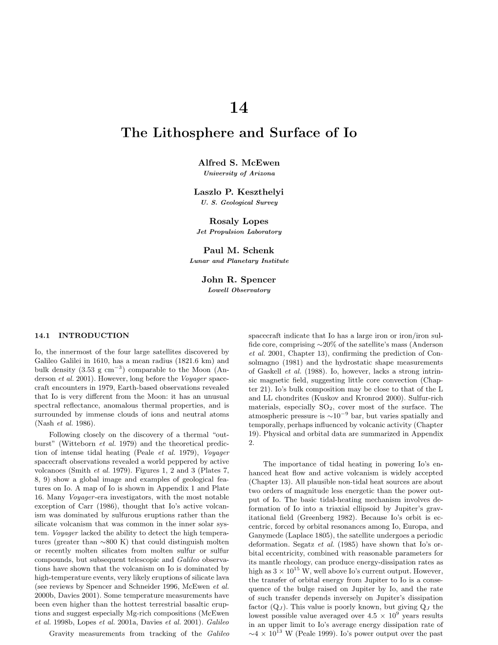 The Lithosphere and Surface of Io