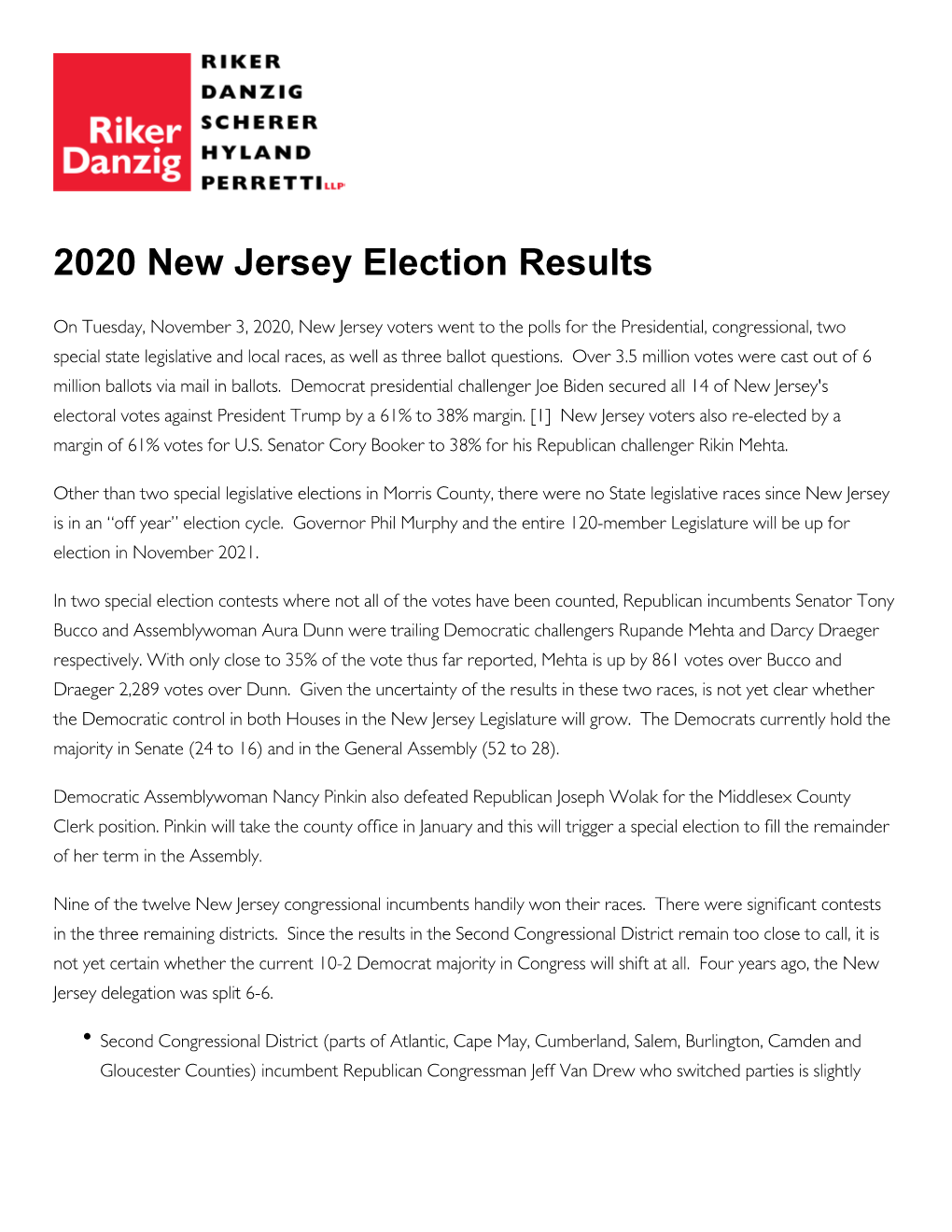 2020 New Jersey Election Results