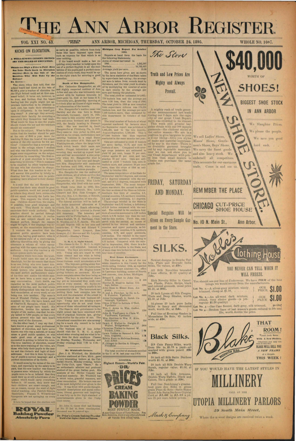 The Ann Arbor Register ( Twelve Vol Xxi No