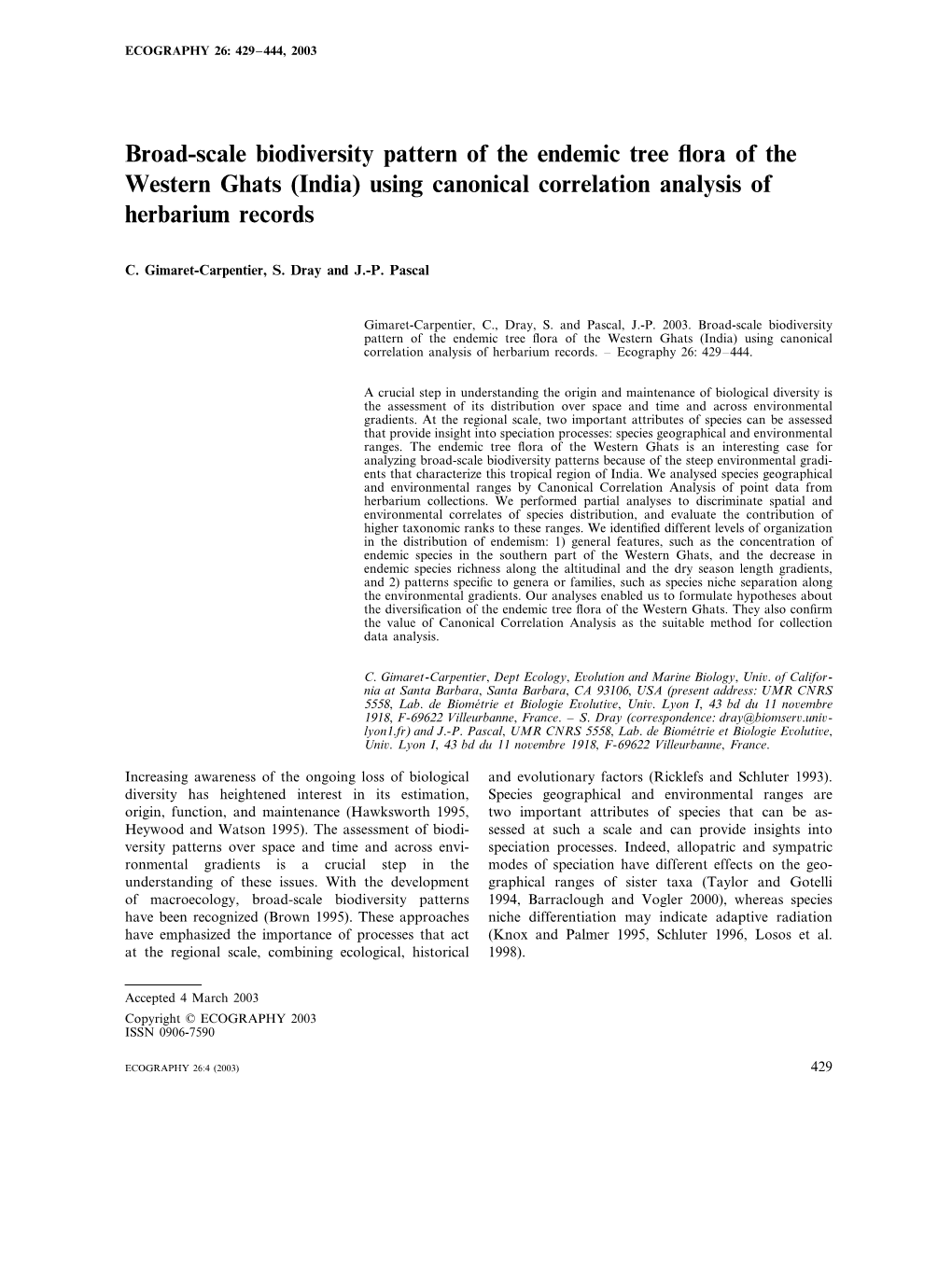 Broad-Scale Biodiversity Pattern of the Endemic Tree Flora of the Western