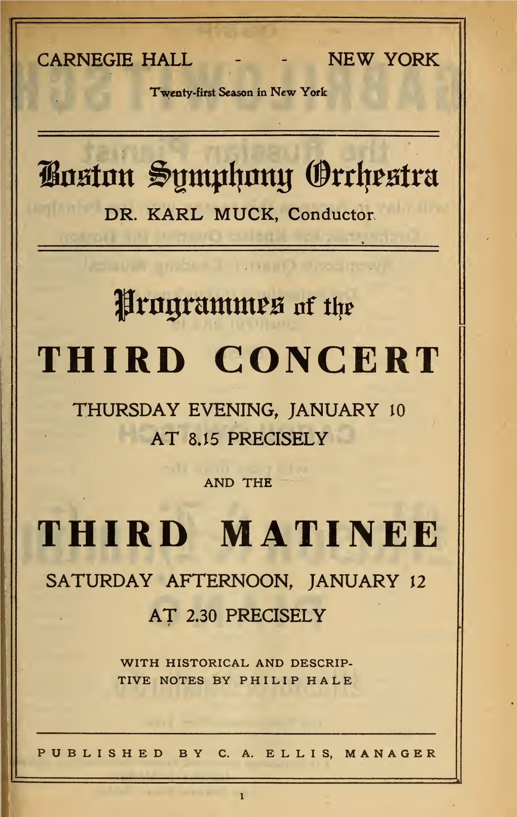 Boston Symphony Orchestra Concert Programs, Season 26,1906-1907, Trip