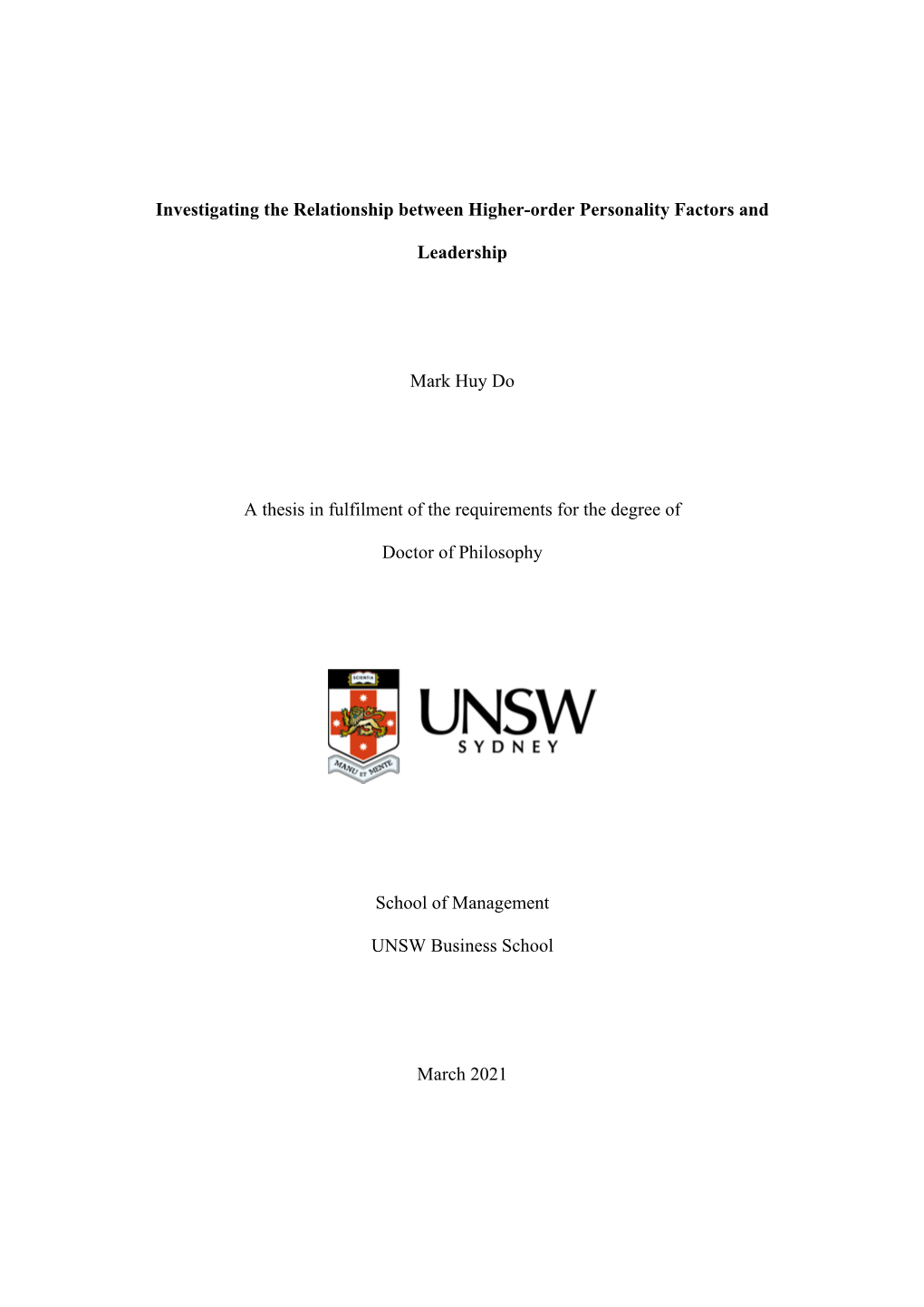 Investigating the Relationship Between Higher-Order Personality Factors And