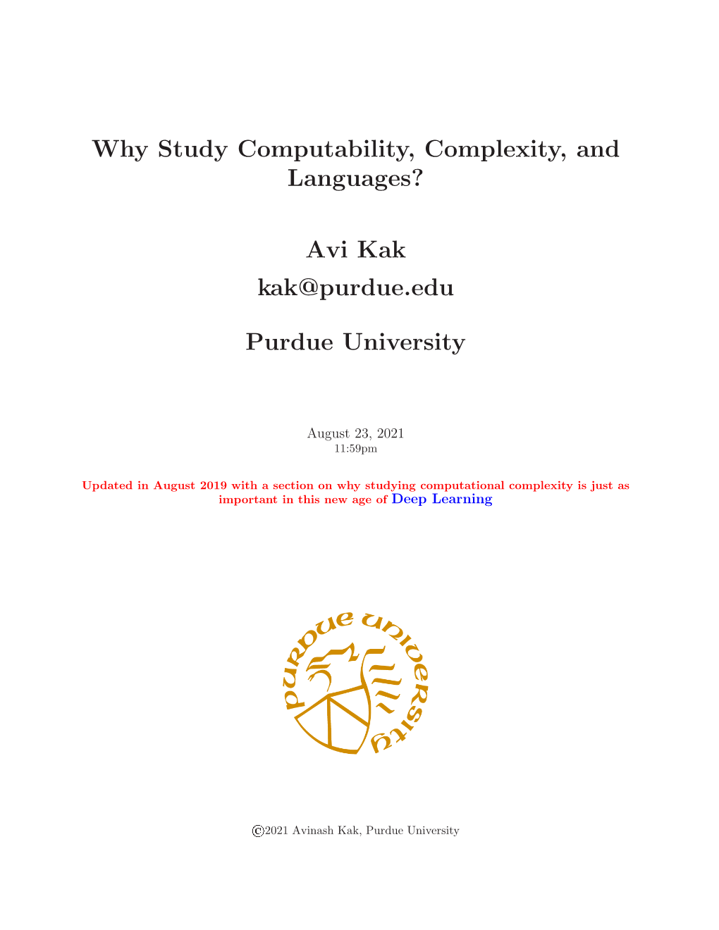 Why Study Computability, Complexity, and Languages?