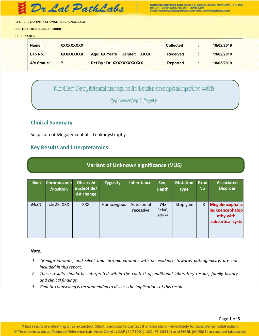 Variant of Unknown Significance (VUS)