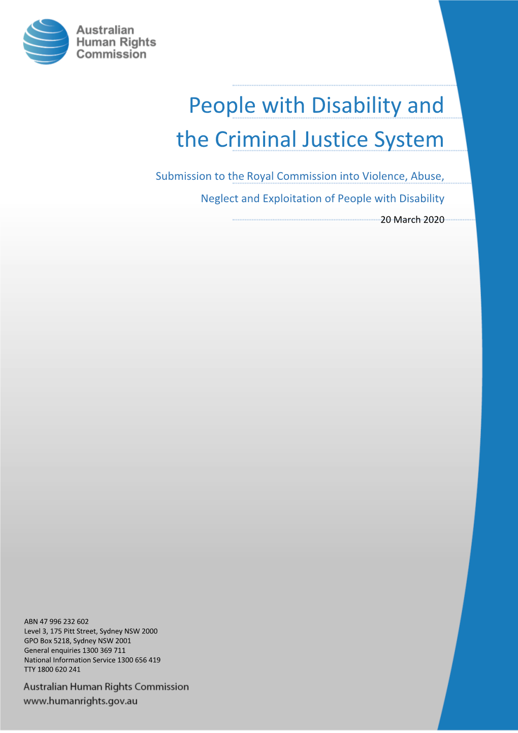 People with Disability and the Criminal Justice System