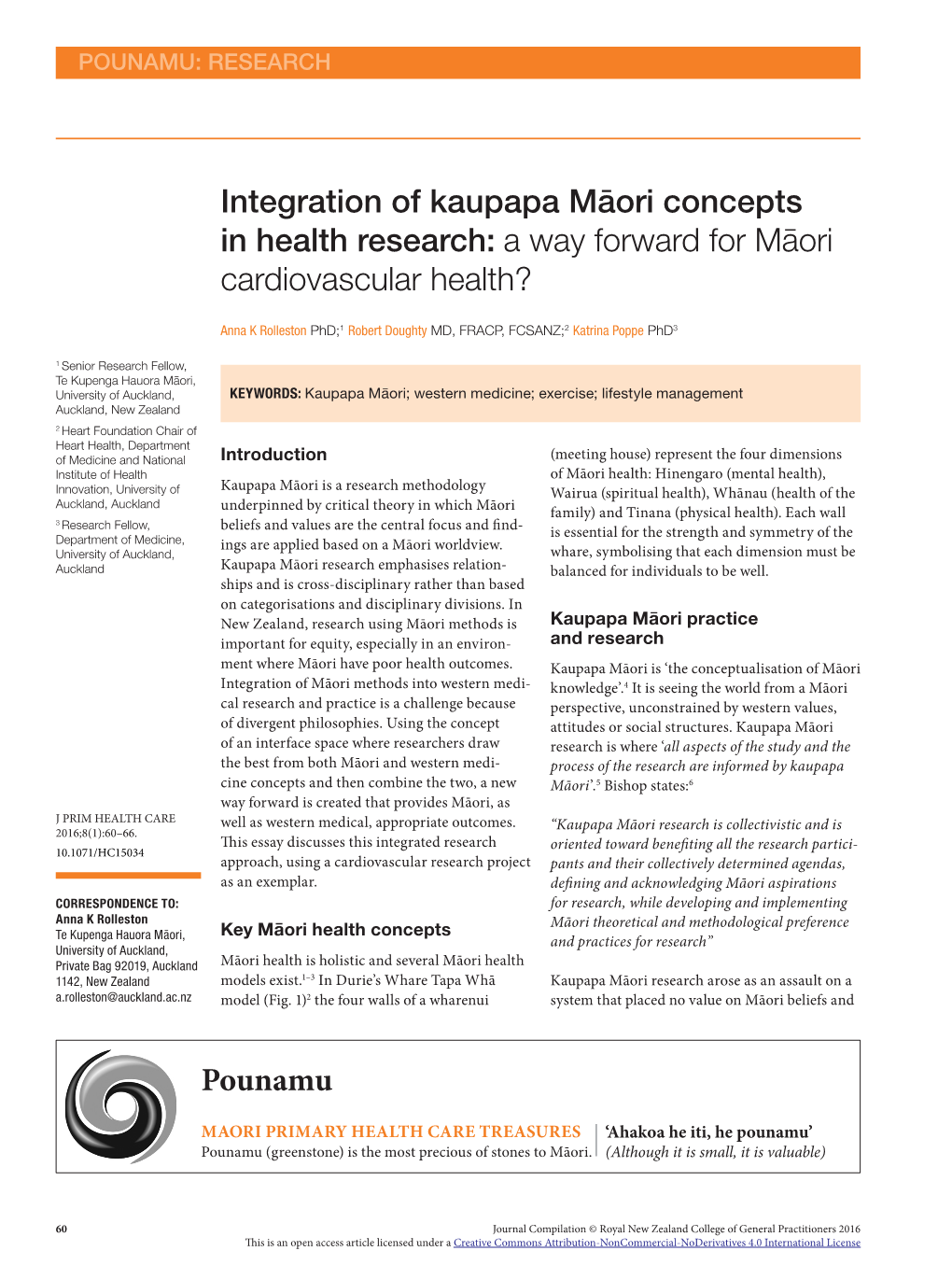 Pounamu Integration of Kaupapa Māori Concepts in Health Research