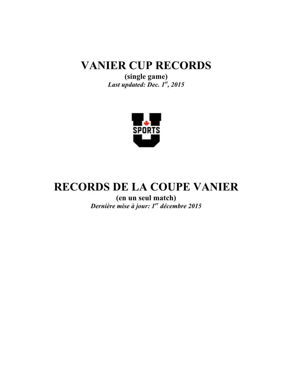 Vanier Cup Records Records De La Coupe Vanier