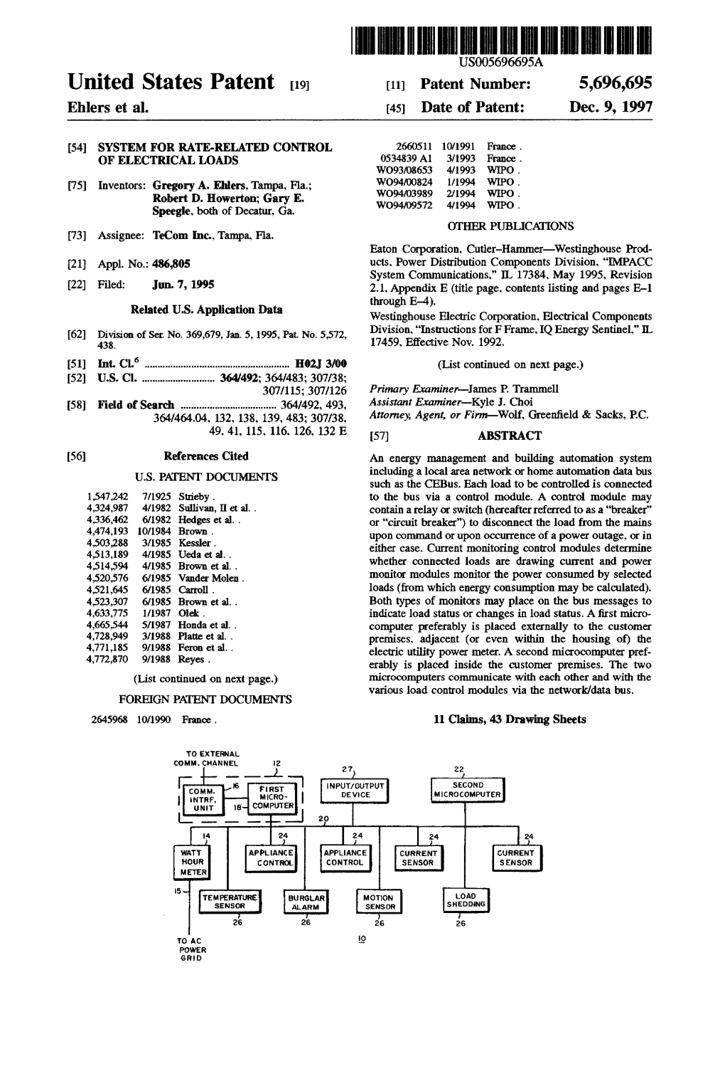 United States Patent (19) 11) Patent Number: 5,696,695 Ehlers Et Al
