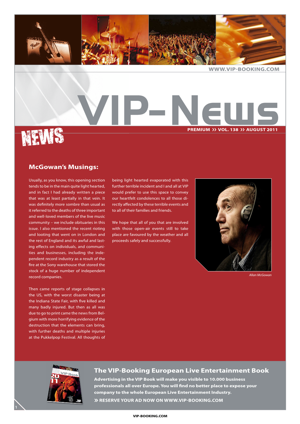 The VIP-Booking European Live Entertainment Book Advertising in the VIP Book Will Make You Visible to 10.000 Business Professionals All Over Europe