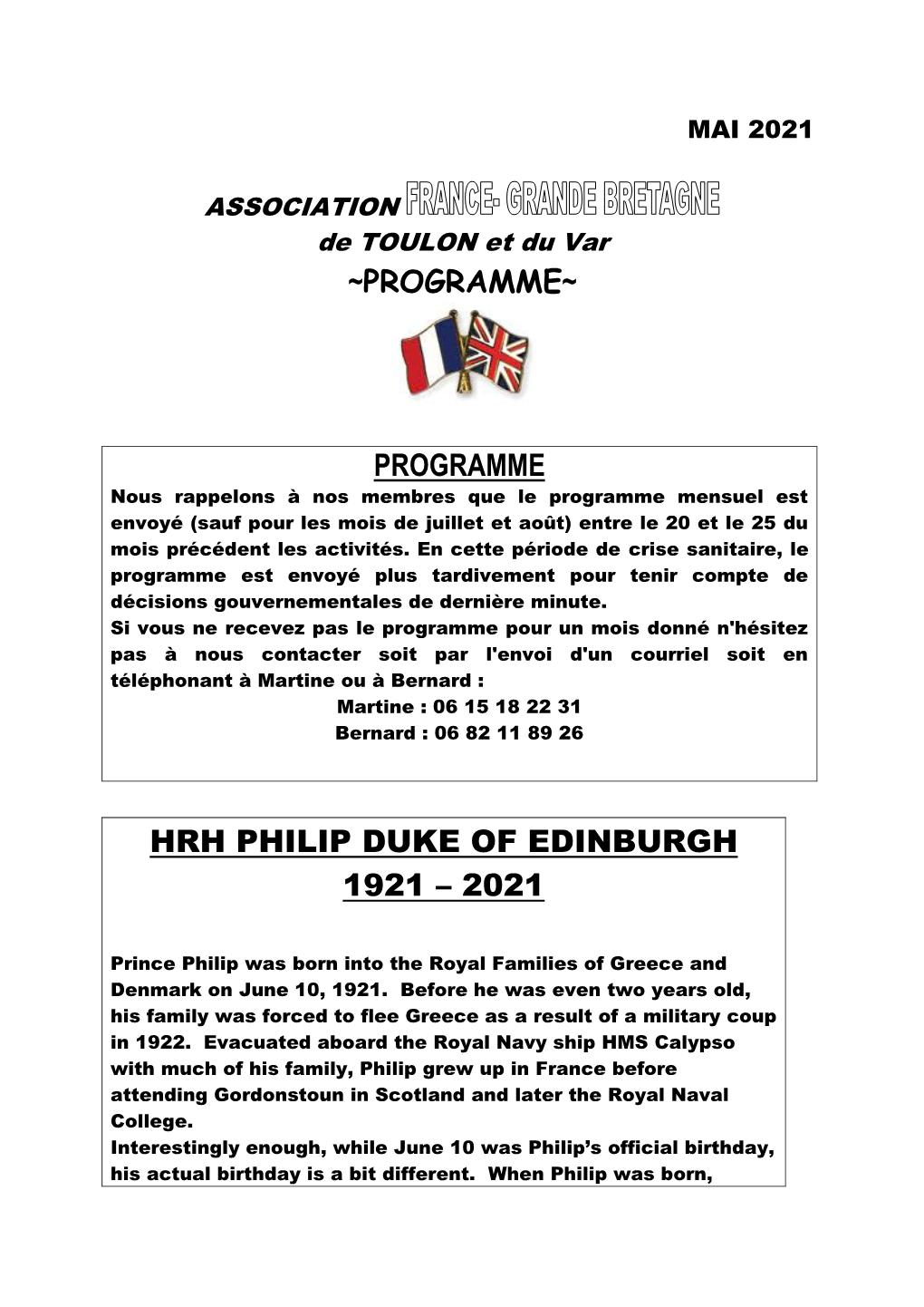 Programme Hrh Philip Duke of Edinburgh 1921 – 2021