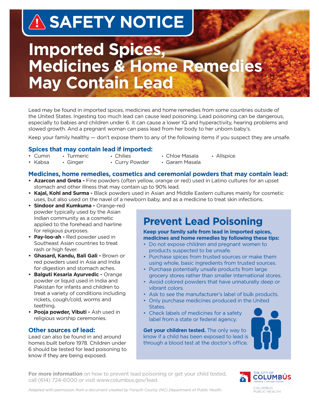 Imported Spices, Medicines & Home Remedies May Contain Lead