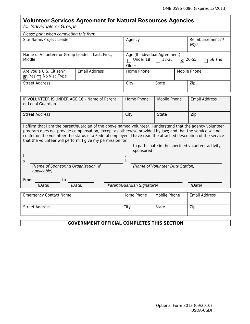 2 Optional Form 301A (09/2010)