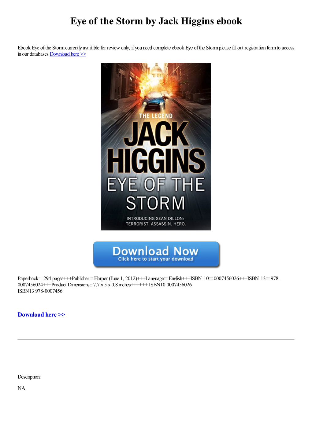 Eye of the Storm by Jack Higgins Ebook