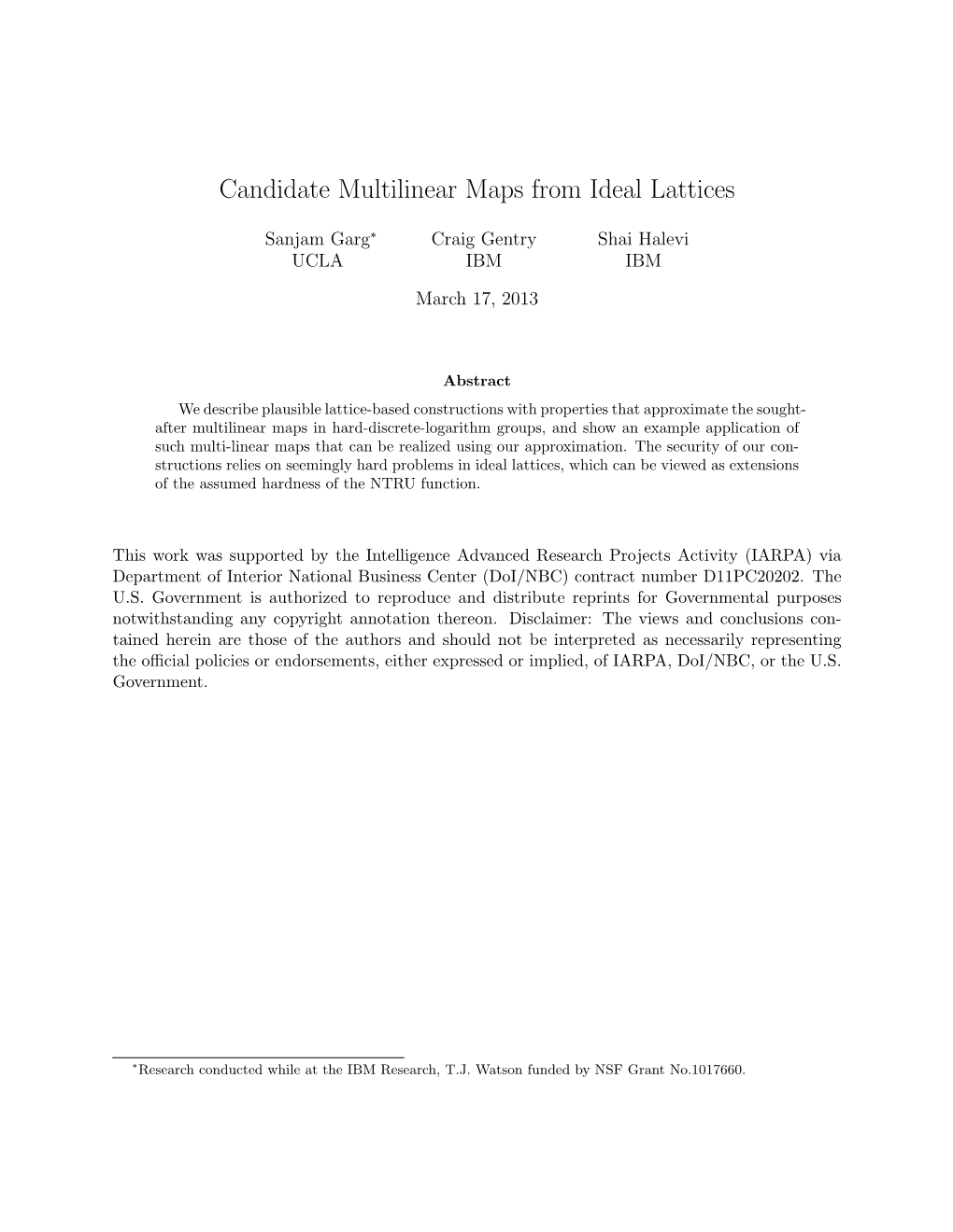 Candidate Multilinear Maps from Ideal Lattices