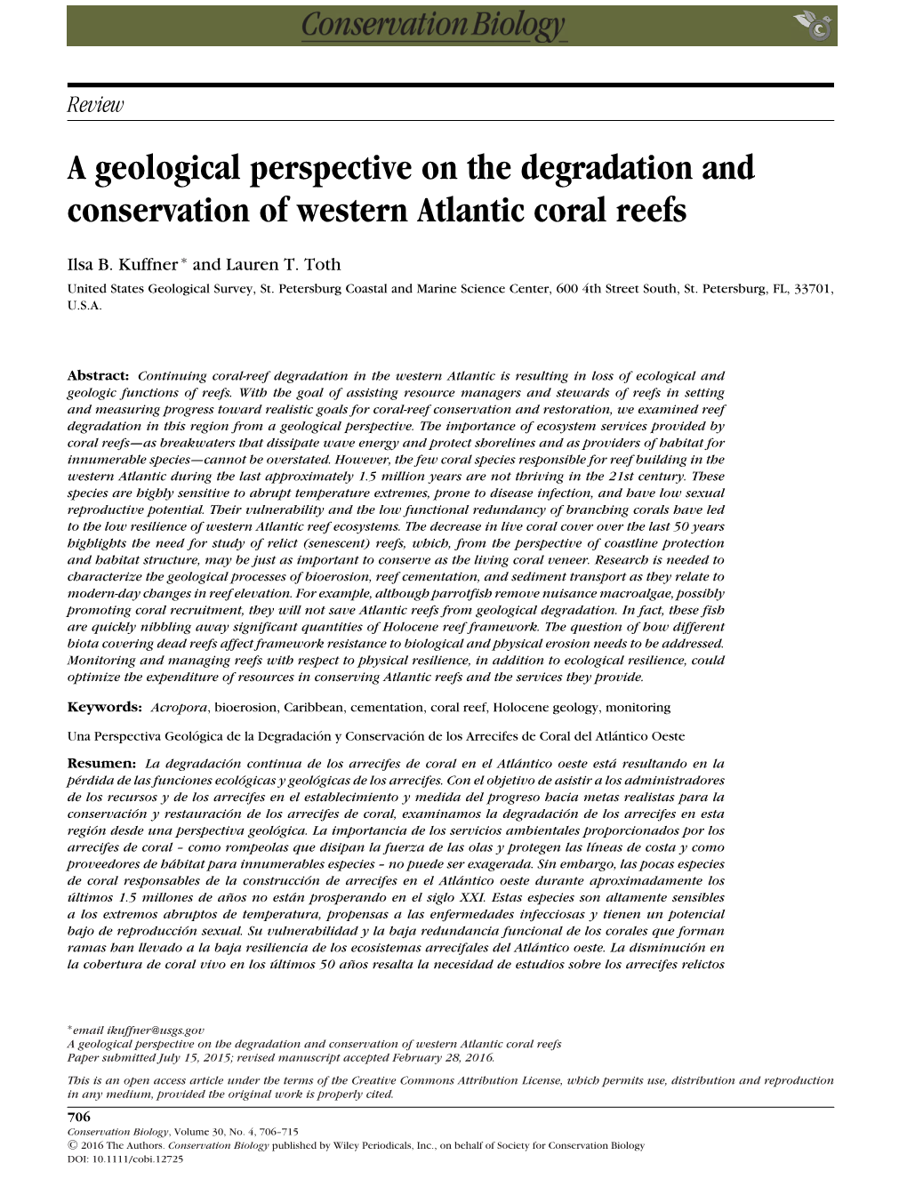 A Geological Perspective on the Degradation and Conservation of Western Atlantic Coral Reefs