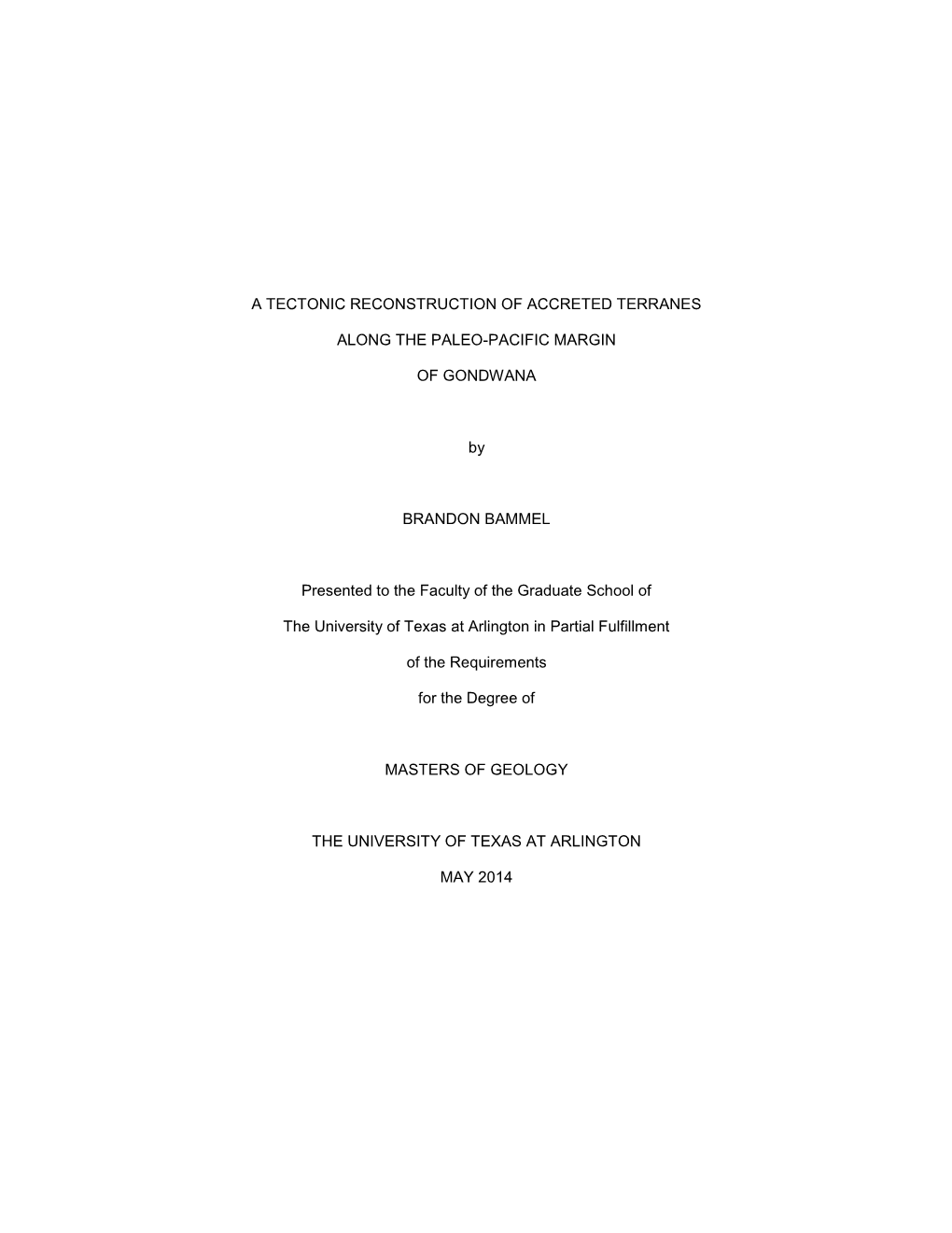 A Tectonic Reconstruction of Accreted Terranes Along