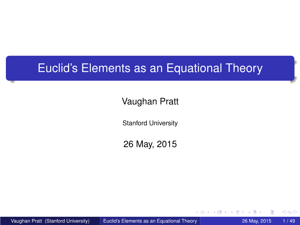 Euclid's Elements As an Equational Theory