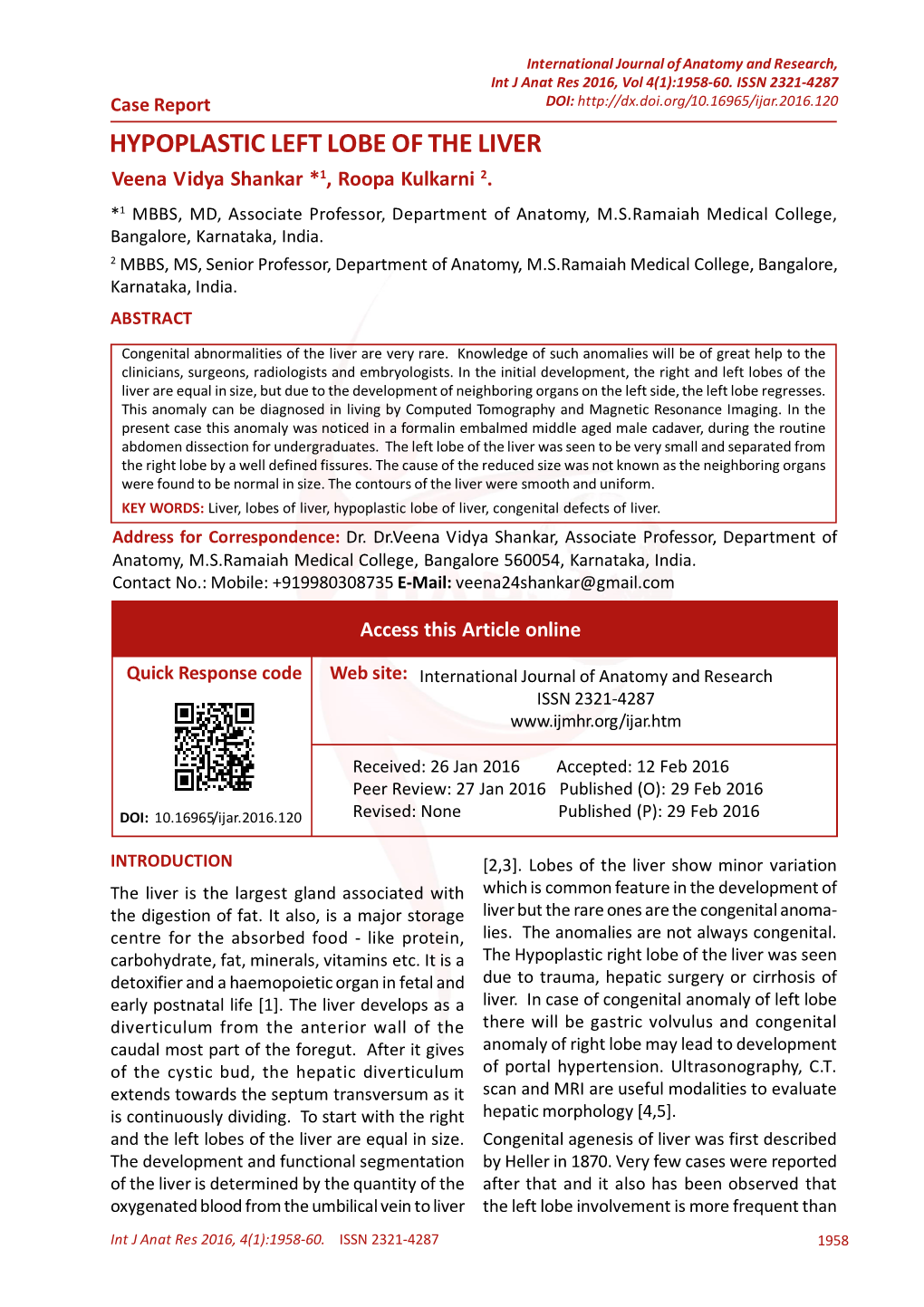 Hypoplastic Left Lobe of the Liver: a Case Report