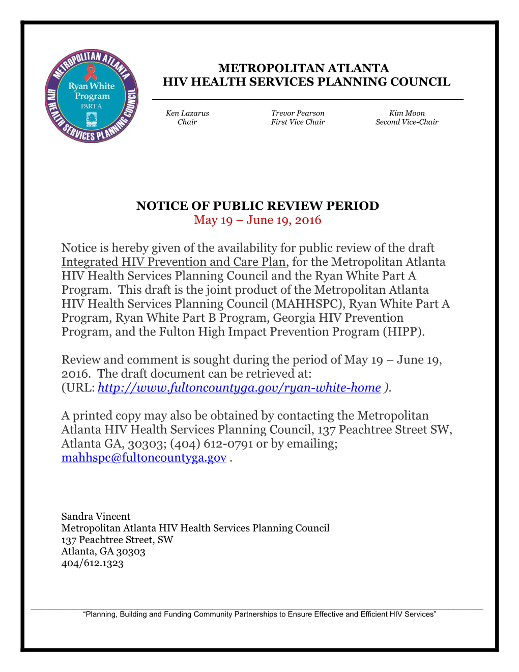Metropolitan Atlanta Hiv Health Services Planning Council ______